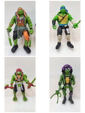 TMNT Teenage Mutant Ninja Turtles 2012 Playmates Lot 4 Figures w Weapons